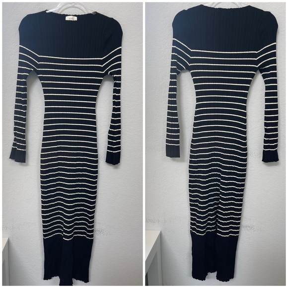 Dissh Billed Striped Black Long Sleeve Dress Size Medium - Picture 4 of 5